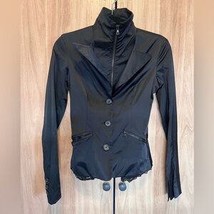Very unusual, sexy fit atlas jacket combined with leather and laces